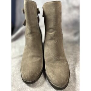 UGG Wylie Bow II Booties Womens 7 Taupe Suede Ankle Boots Heel 1018763